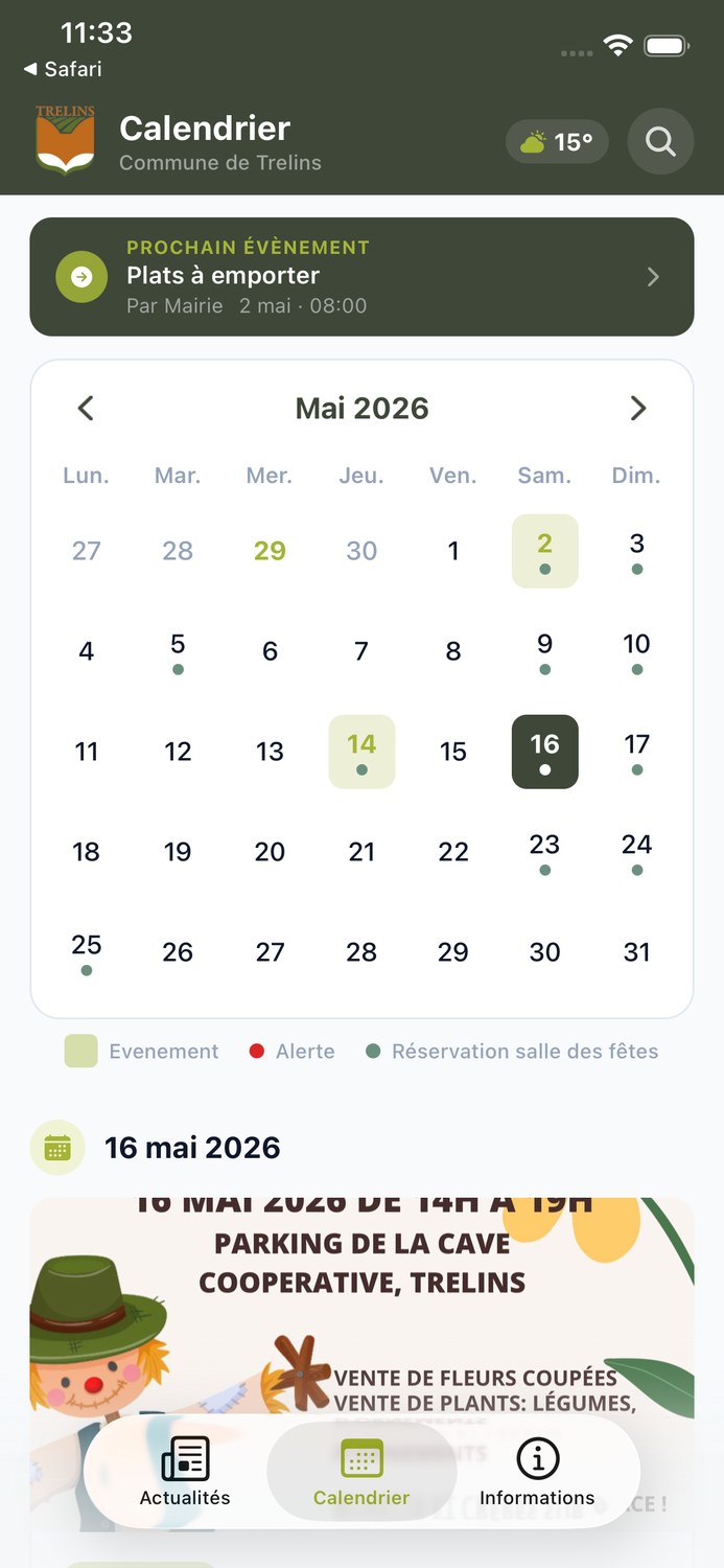 Calendrier des événements de Trelins