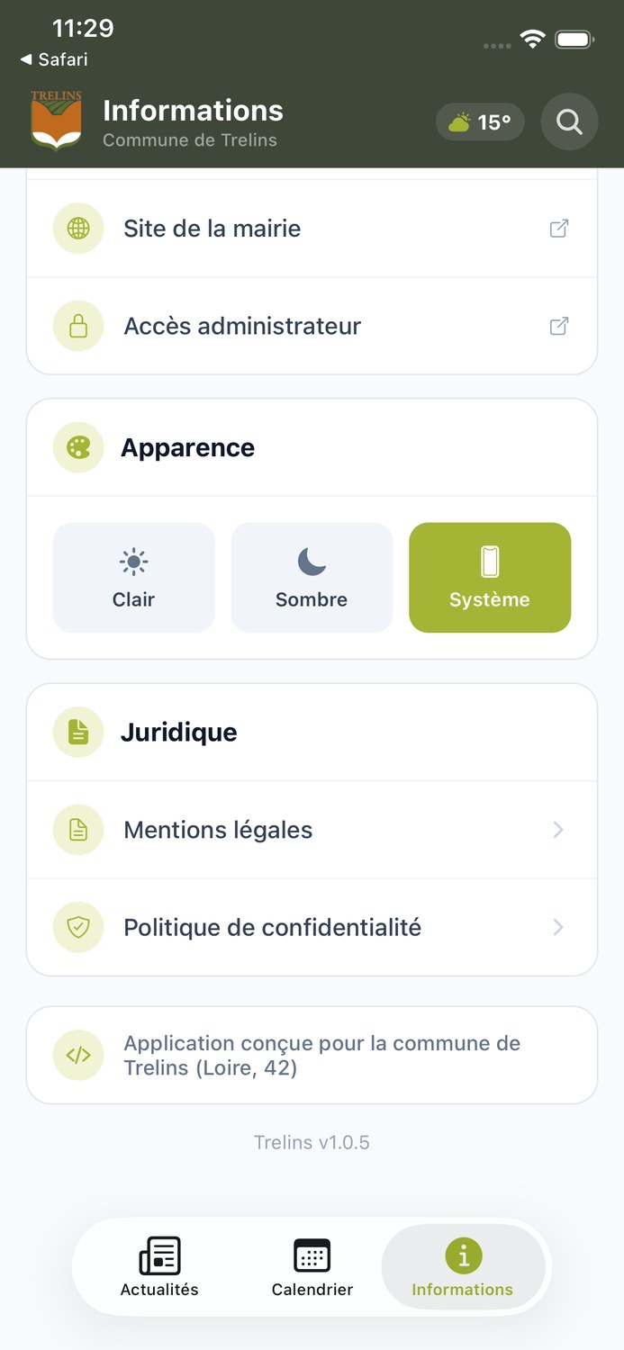 Rubrique d'informations pratiques de la commune de Trelins
